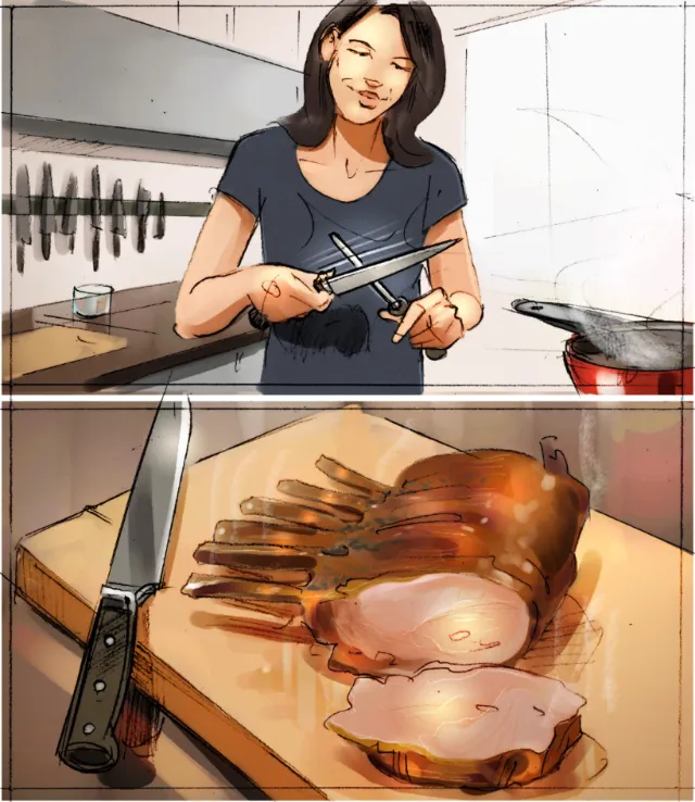 Food illustration of women in kitchen
