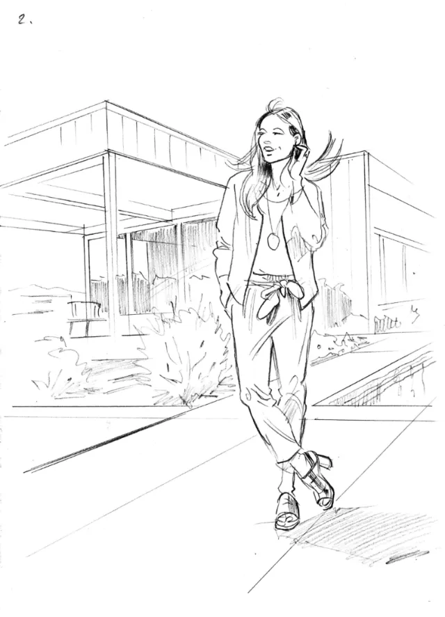 Line art of beautiful girl