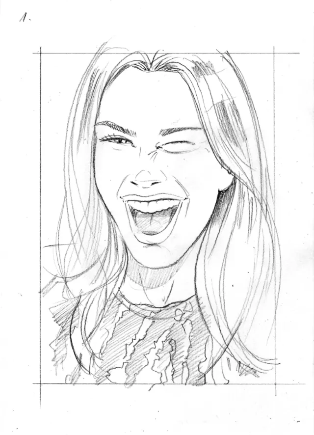 Line art of laughing women