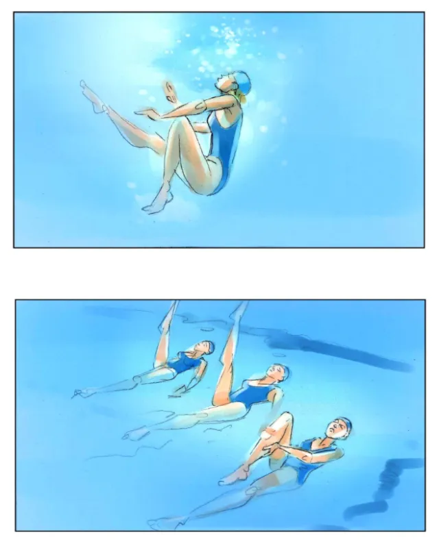 Girl pool workout fitness illustration