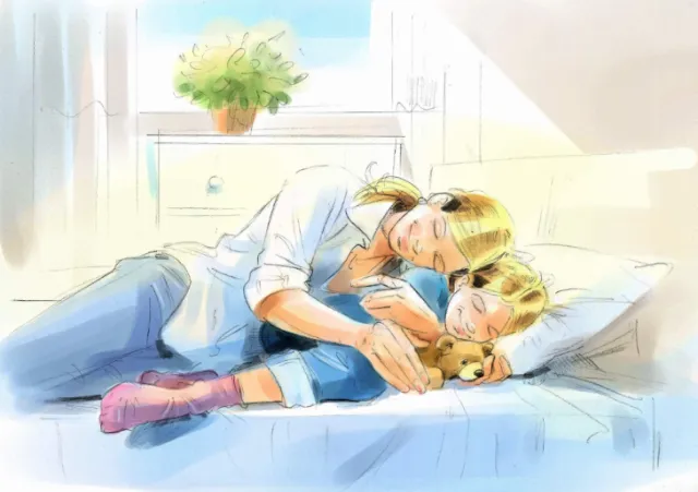 Digital painting of mother love illustration