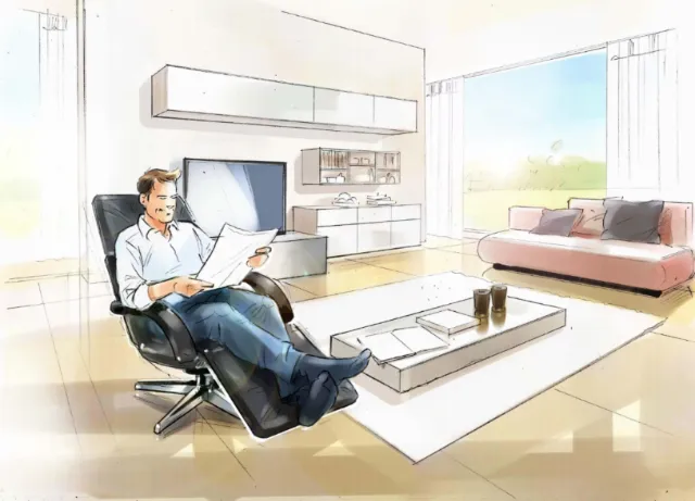 Living hall watercolor painting