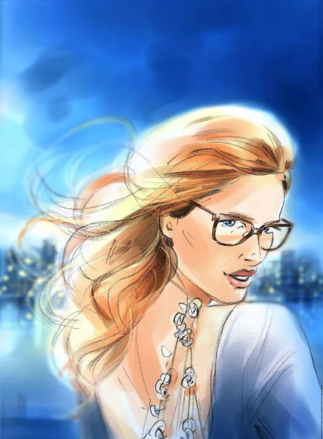 Watercolor portrait of golden hair girl