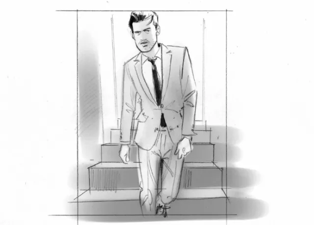 Sketch art of man in suit