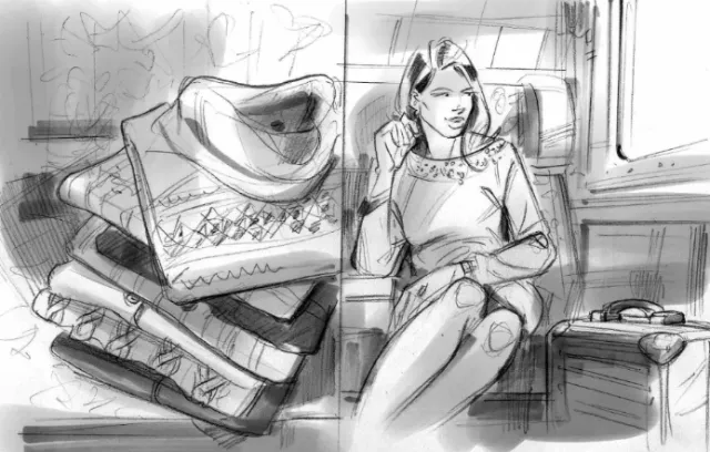 Sketch art of women clothes fashion