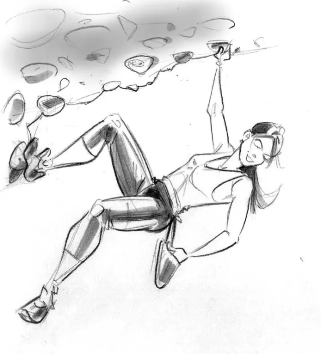 Sports illustration of girl hill climbing