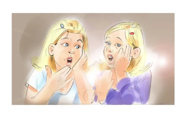 Cartoon illustration of singing kids