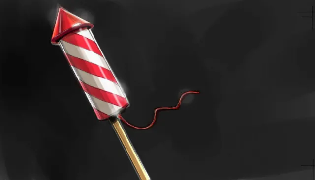 Digital painting of rocket bomb