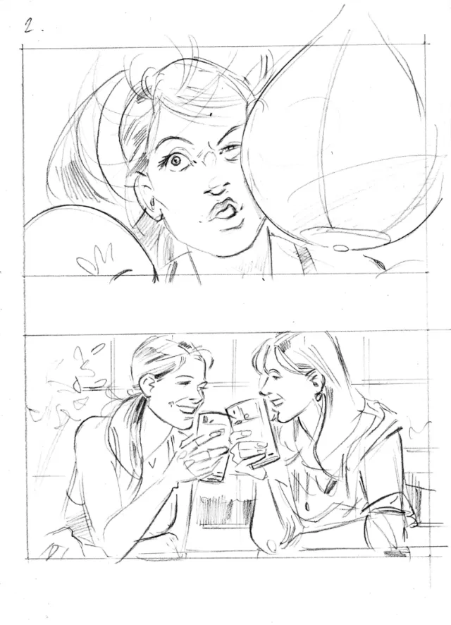 Sketch art of friends party