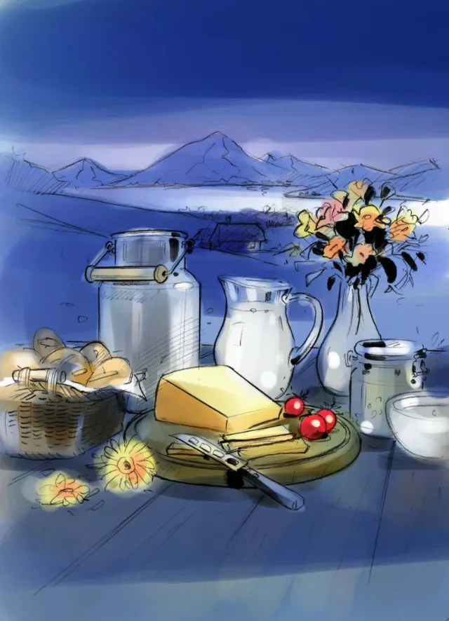 Food and drink illustration of night dinner