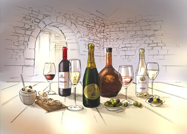 Food and drink illustration of wine