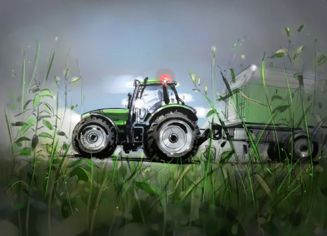 Technical illustration of tractor