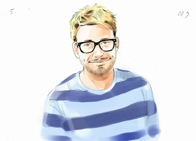 Watercolor portrait of man