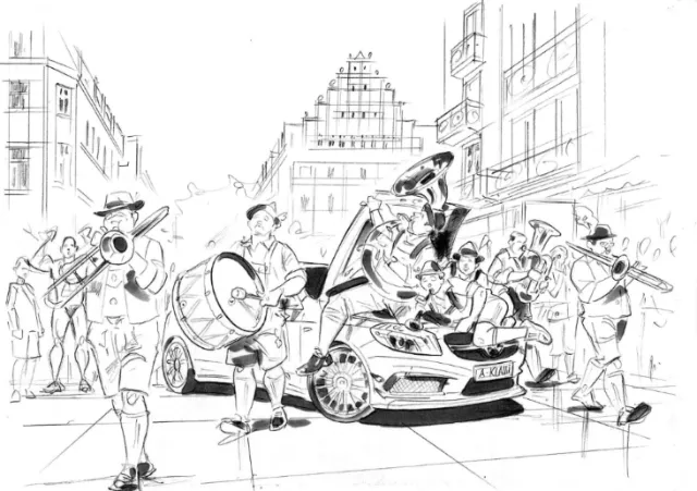 Line art of band groups
