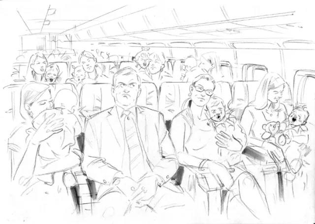 Line art of inside plane