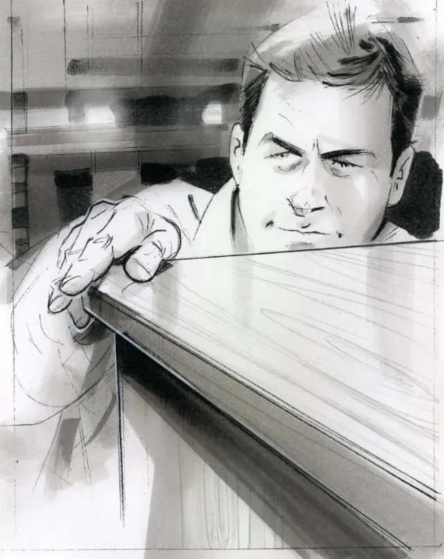 Paper drawing of cleaning table