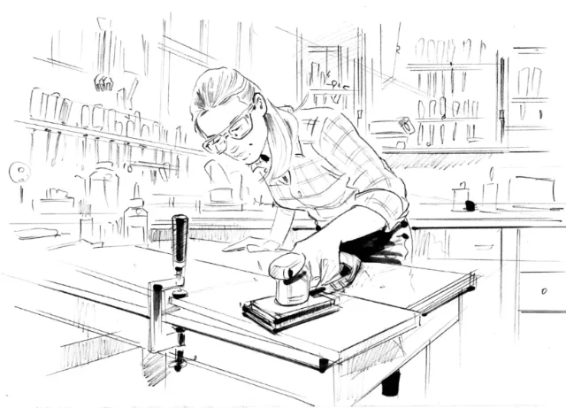 Line drawing of dresses ironing