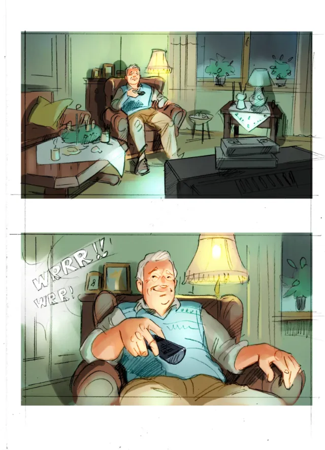 Illustration of watching tv