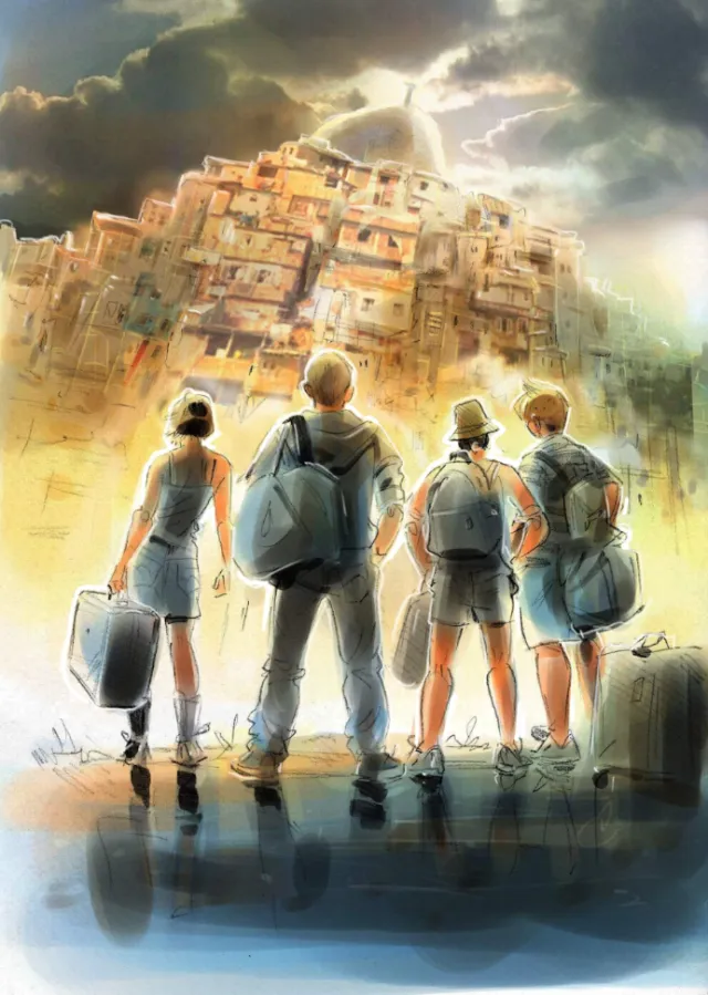 Adventures People watercolor painting