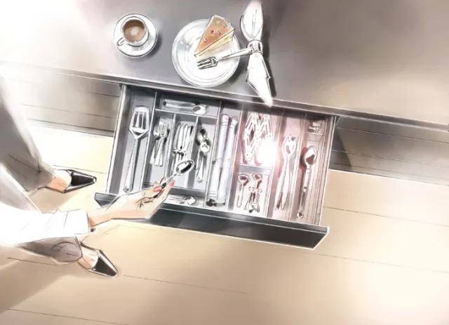 Digital painting of spoon arranging on kitchen
