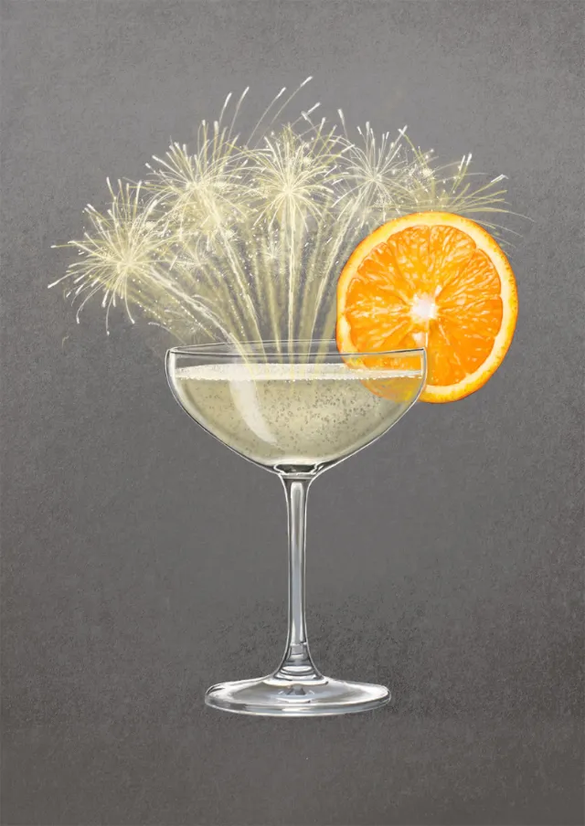 Champagne Martini glass illustration