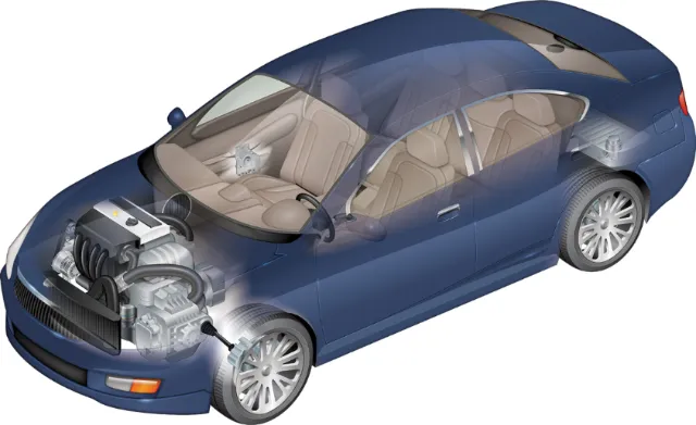 Illustration of Cutaway Car