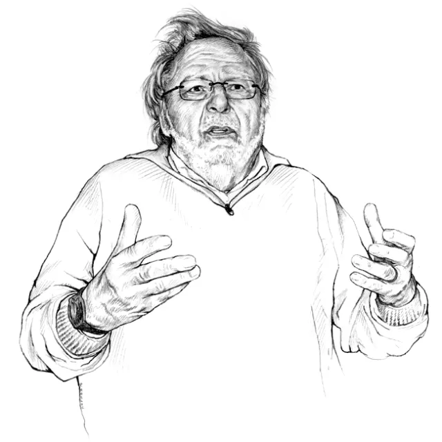 Line portrait of old man