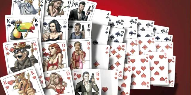Playing cards displaying animal kings and queens with human face cards by Carsten Mell
