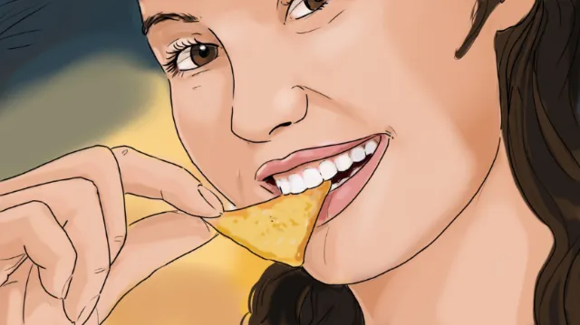 Loose illustration of woman eating