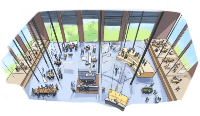 Sketch illustration of people in office
