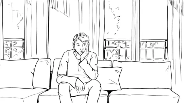 Line art of a thinking person