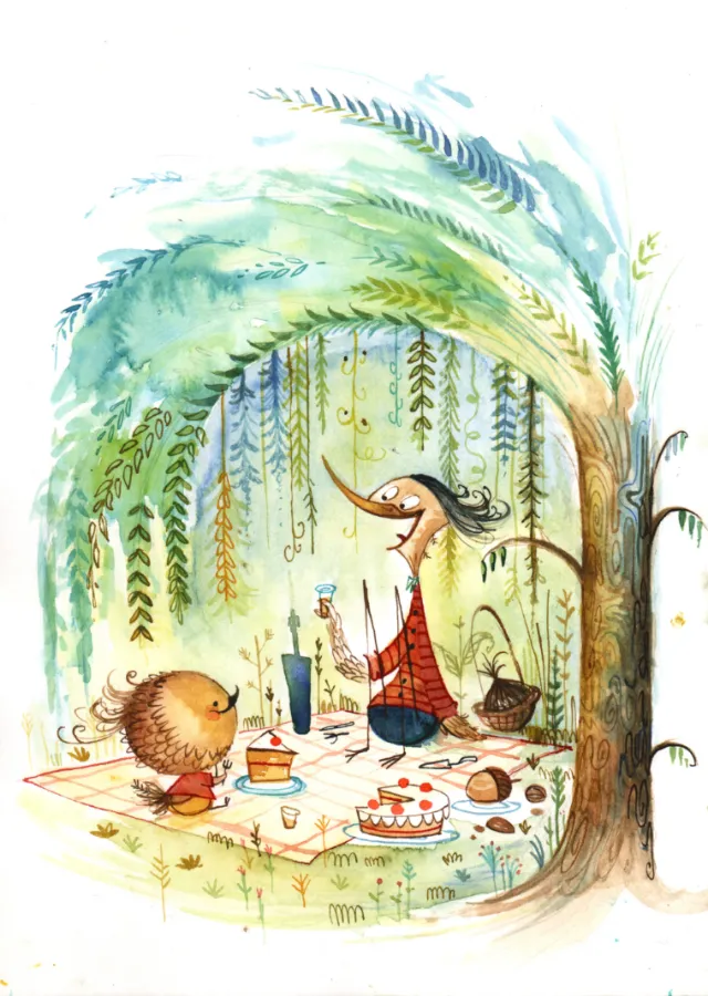 Watercolor painting of good catch-up with your best bud