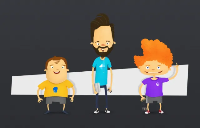 cartoon character design of father and sons