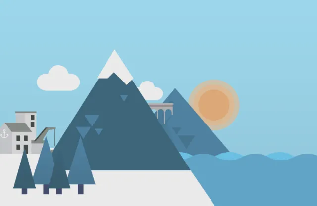 City with hills illustration