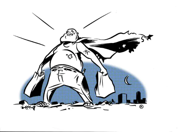 Line Superhero with bags
