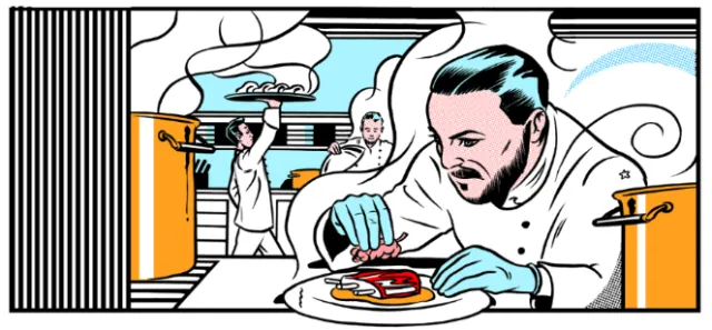 People chef decorating food
