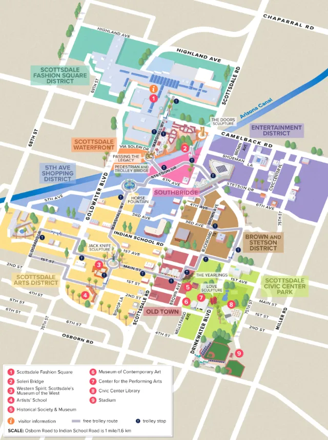 Scottsdale, AZ Downtown map illustration