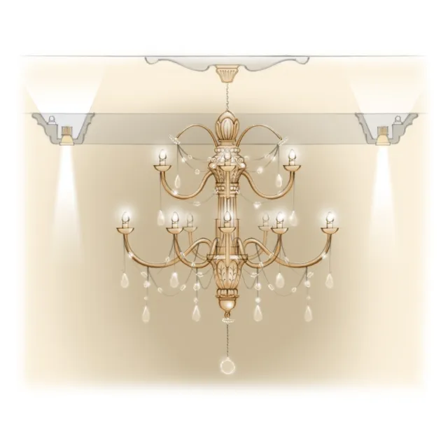 Juicy Couture's flagship store's double-height chandelier architecture illustration