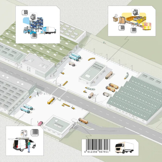Detailed isometric logistics and delivery system illustration by Tobias Wandres