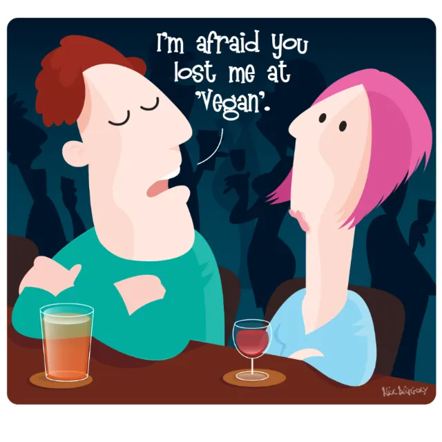 Digital Illustration couple talking with drinks