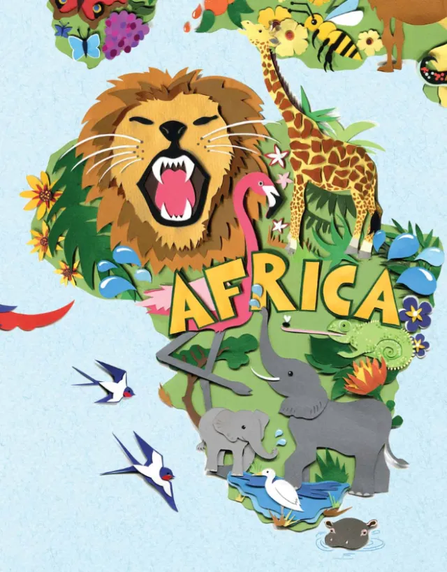 Wildlife of Africa mural for kids room
