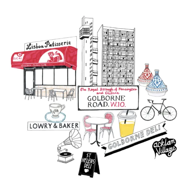 Advertising illustration of Golborne Road