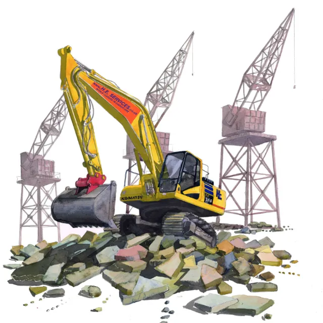 Line and color artwork of Digger
