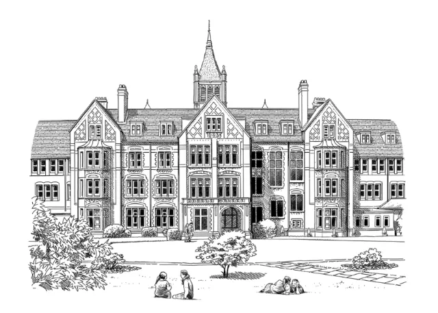 Black and white drawing of St. Margarets School