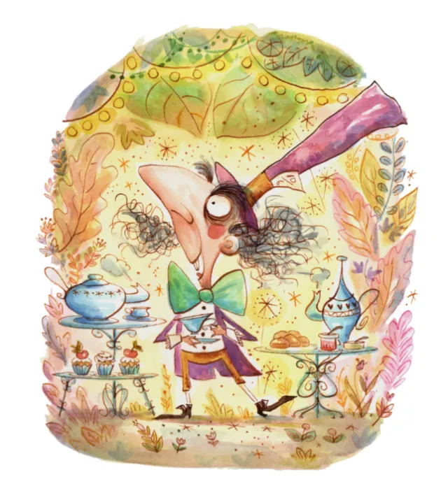 Watercolor painting of The first madhatter