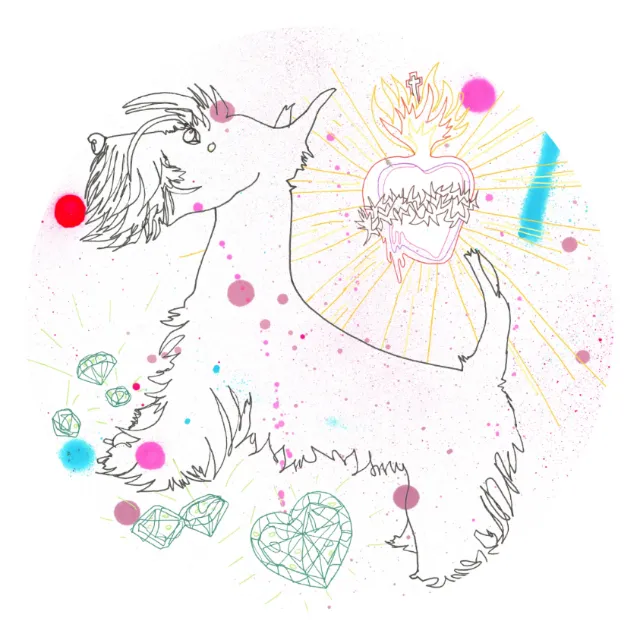 Line art illustration of a dog
