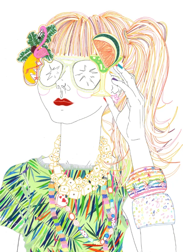 Girl wearing colorful costume and ornaments 