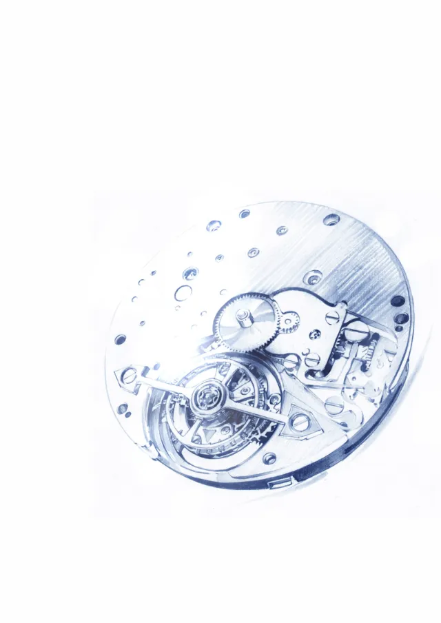 watercolor illustration of watch machine
