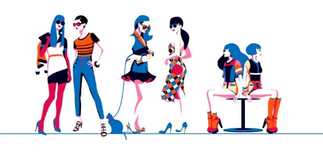 Stylish women in colorful modern outfits by Yordanka Poleganova