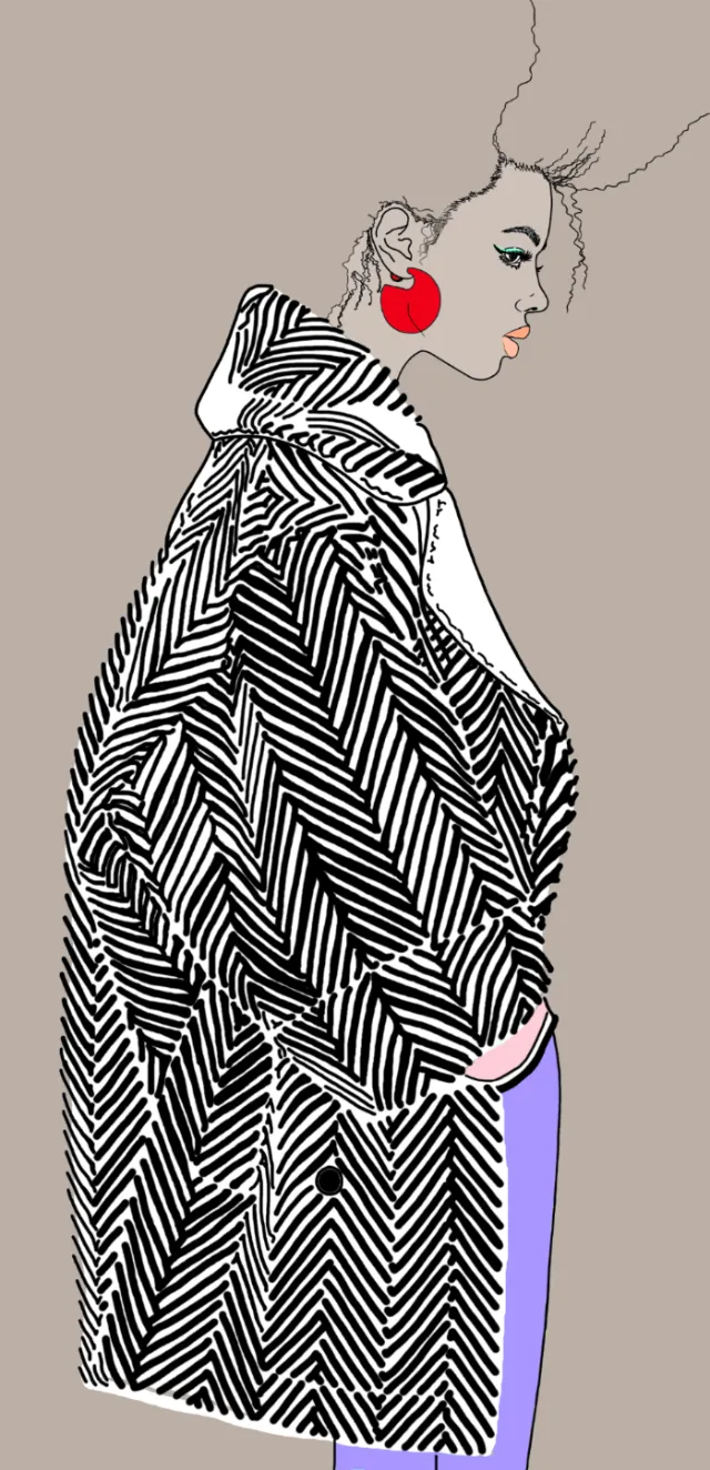 fashion model wearing black striped shirt
